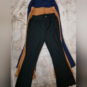 ** SHEIN Black, Brown And Navy Ribbed Pants‎